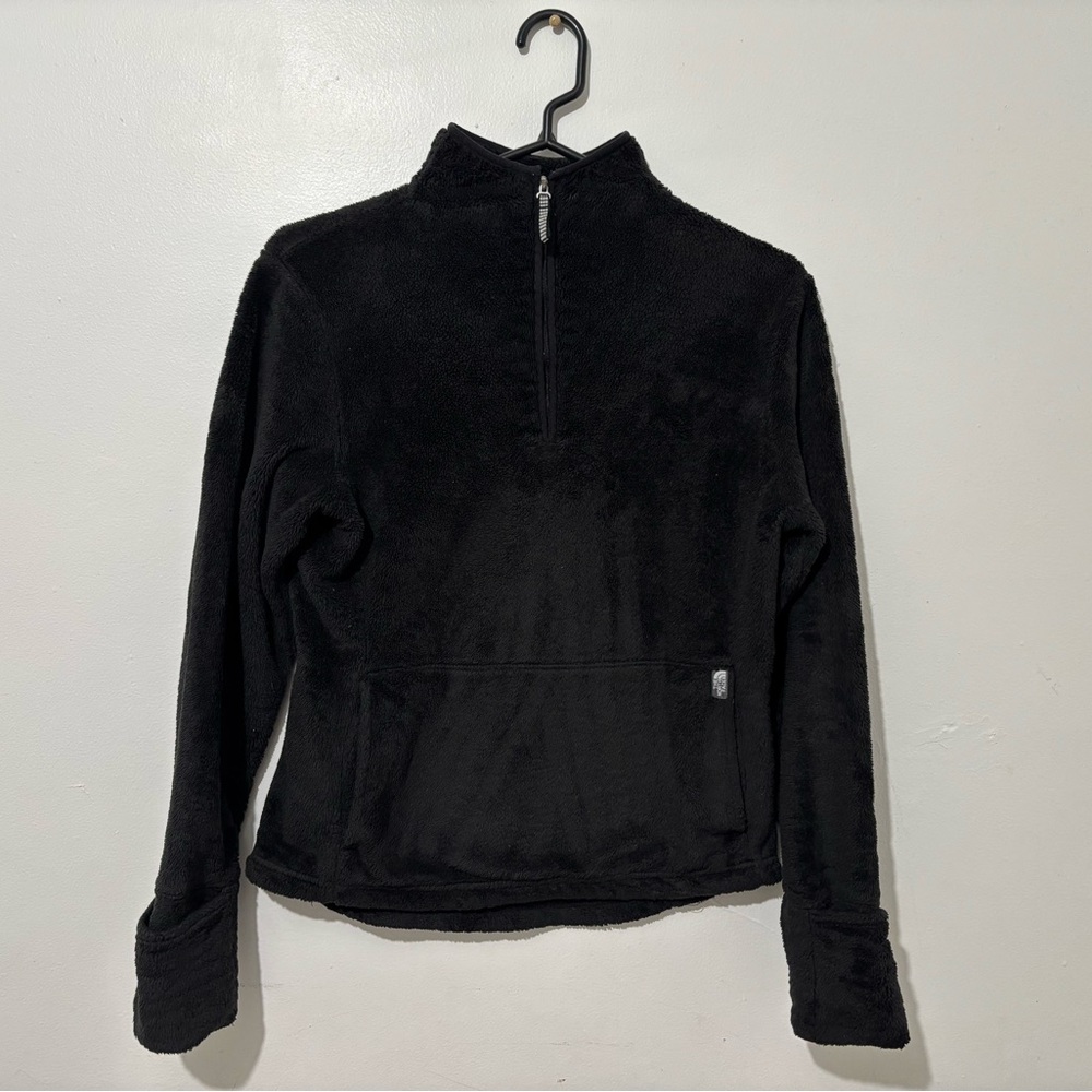 The north face fleece pullover kangaroo pocket quarter zip black